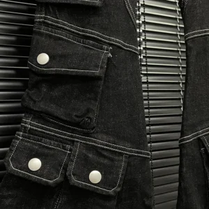 Jeansy damskie cargo z wysokim stanem