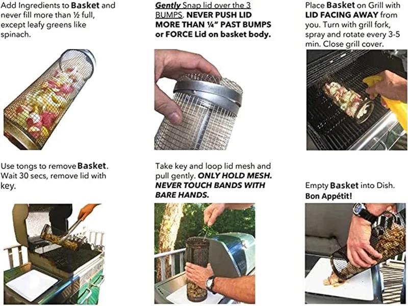 Okrągły kosz do grillowania z siatkowym korpusem - ujęcie produktu