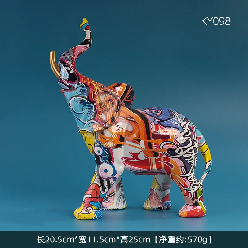 Figurka byka z żywicy w kolorowe wzory, dekoracja pop art - ujęcie produktu