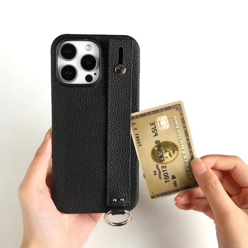 Etui na telefon z paskiem, z uchwytem, skórzane, do iPhone