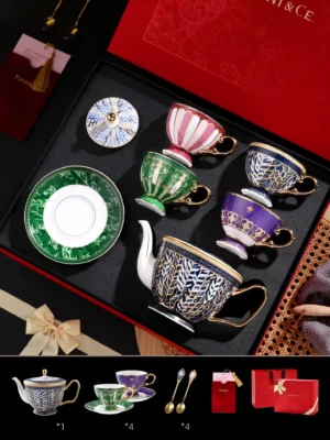 Zestaw do parzenia herbaty ceramiczny, z filiżankami