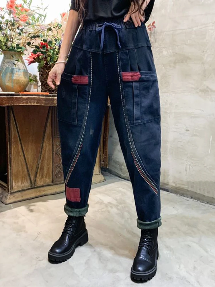 Jeansy damskie baggy, w stylu retro