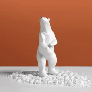 Figurka stojącego niedźwiedzia, dekoracja o geometrycznej formie - ujęcie produktu