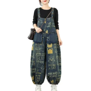 Jeansy damskie baggy z wysokim stanem, plus size, z nadrukiem