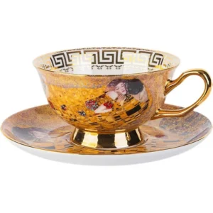 Filiżanka do kawy i herbaty porcelanowa, z łyżeczką, z artystycznym wzorem