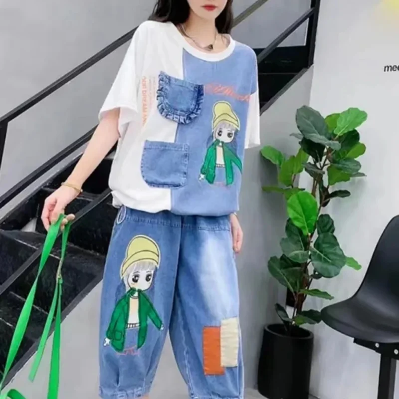 Jeansy damskie baggy z nadrukiem