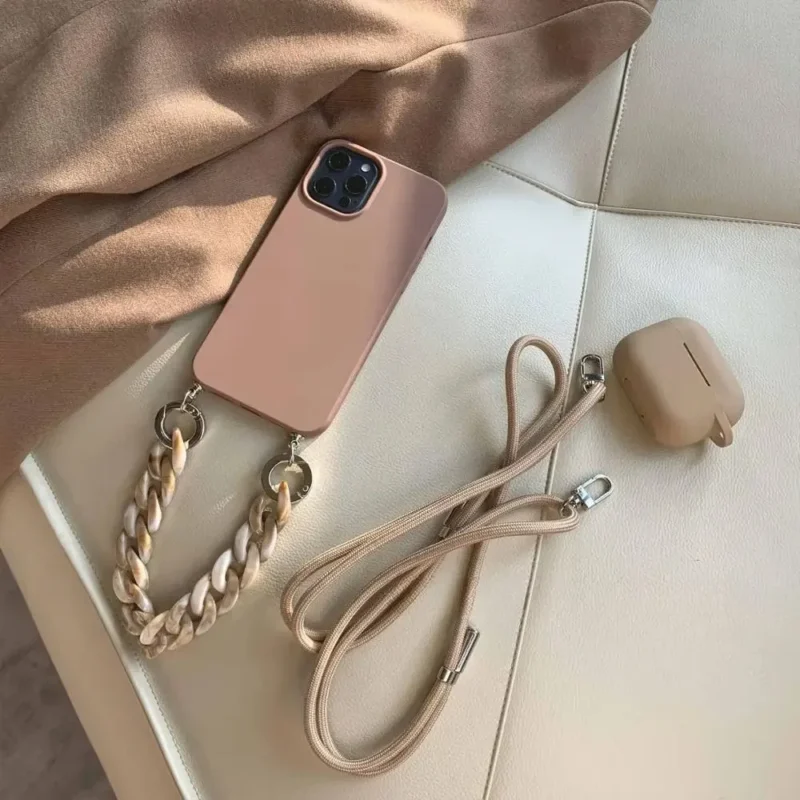 Etui na telefon z paskiem, z marmurowym wzorem, do iPhone