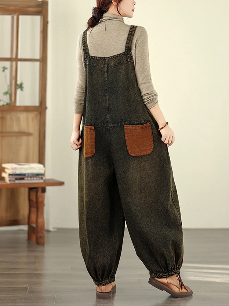 Jeansy damskie baggy plus size, z haftem, w stylu retro