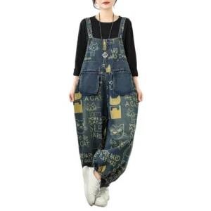 Jeansy damskie baggy z wysokim stanem, plus size, z nadrukiem