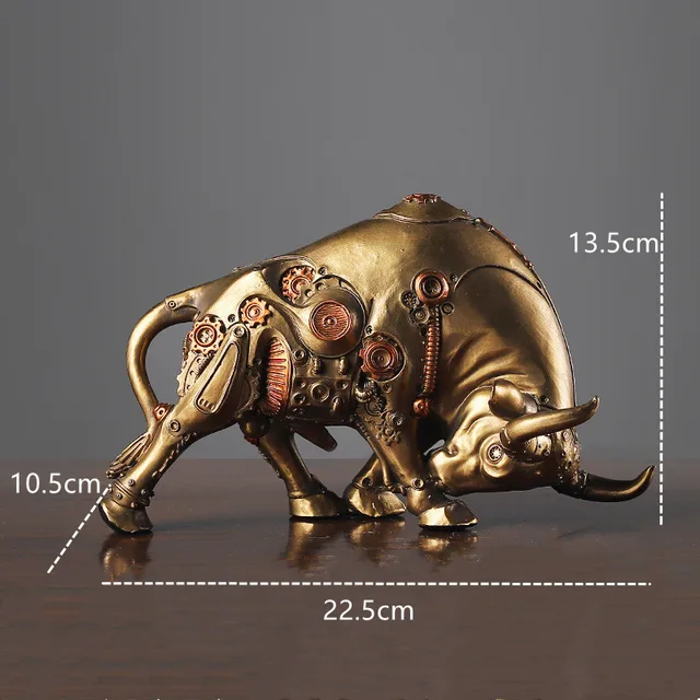 Figurka byka z motywem mechanizmu, dekoracja w stylu steampunk - ujęcie produktu