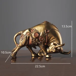 Figurka byka z motywem mechanizmu, dekoracja w stylu steampunk - ujęcie produktu
