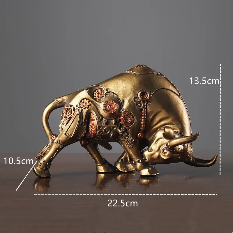 Figurka byka z motywem mechanizmu, dekoracja w stylu steampunk - ujęcie produktu