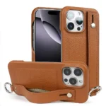 Etui na telefon z paskiem, z uchwytem, skórzane, do iPhone