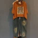 Jeansy damskie plus size, z nadrukiem, w stylu retro