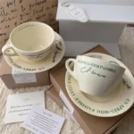 Filiżanka do kawy i herbaty ceramiczna, ze spodkiem