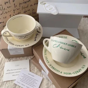 Filiżanka do kawy i herbaty ceramiczna, ze spodkiem