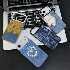 Etui na telefon z motywem denimu, do iPhone
