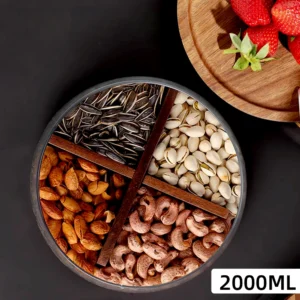 Pojemnik na przekąski ze szklanym korpusem i tacą na górze - ujęcie produktu