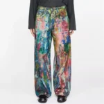 Jeansy damskie baggy z wielokolorowym wzorem graffiti - ujęcie produktu