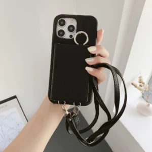 Etui na telefon z portfelem na karty, z paskiem, z lusterkiem, z uchwytem