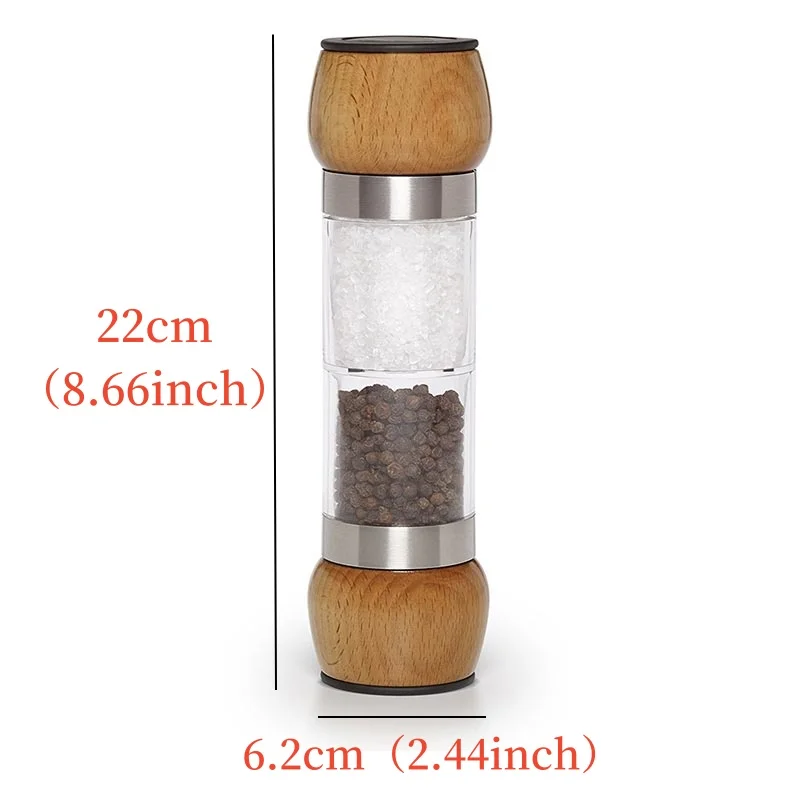 Zestaw młynków do soli i pieprzu drewniany, 100 ml