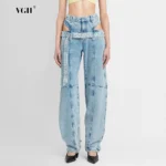 Jeansy damskie baggy z wysokim stanem, patchworkowe, w stylu streetwear