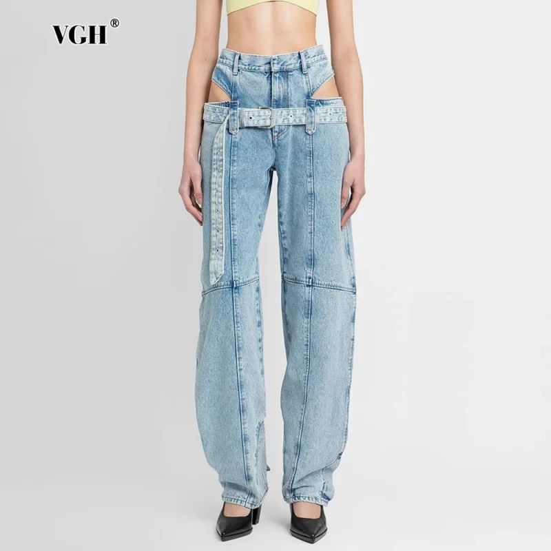 Jeansy damskie baggy z wysokim stanem, patchworkowe, w stylu streetwear