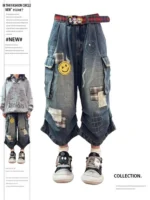 Jeansowe szorty damskie, w stylu Y2K