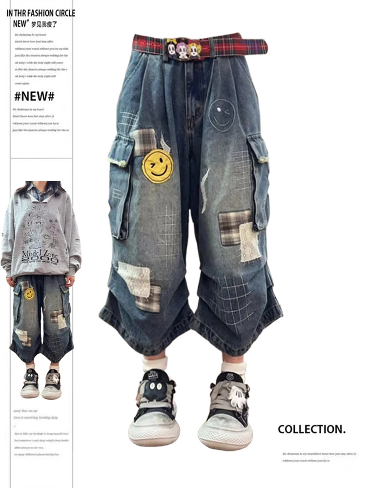 Jeansowe szorty damskie, w stylu Y2K