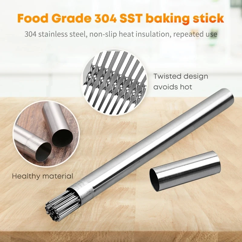 Metalowe szpikulce do szaszłyków z etui w kształcie rurki - zdjęcie produktu