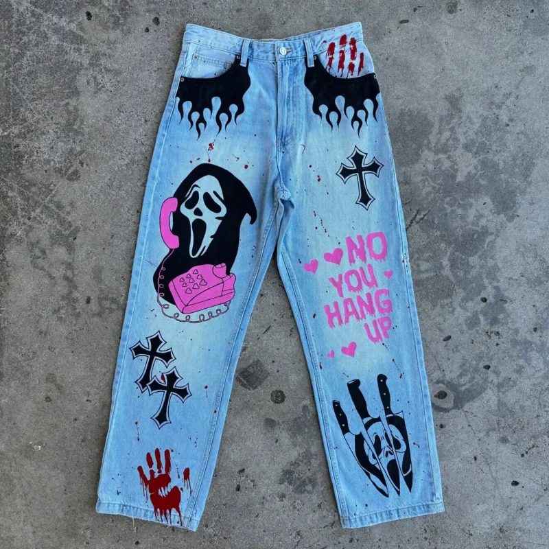 Jeansy damskie baggy z wysokim stanem, w stylu Y2K