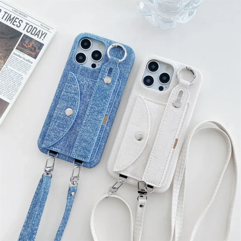 Etui na telefon z portfelem na karty, z uchwytem, do iPhone