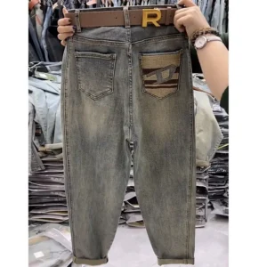 Jeansy damskie baggy z wysokim stanem, plus size