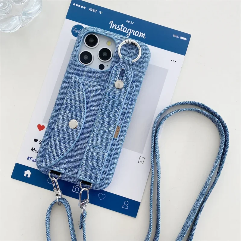 Etui na telefon z portfelem na karty, z uchwytem, do iPhone