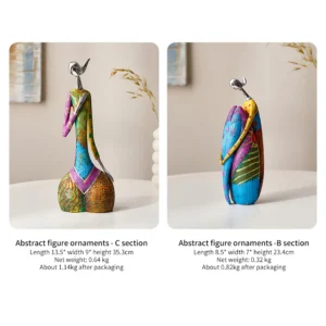 Figurka kobiety w kolorowej sukni, abstrakcyjna dekoracja - ujęcie produktu