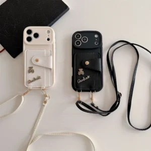 Etui do iPhone z kieszenią na karty i paskiem - ujęcie produktu