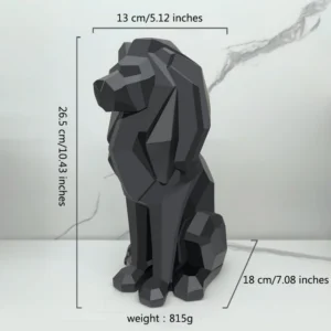 Figurka siedzącego lwa z żywicy, geometryczna dekoracja - ujęcie produktu