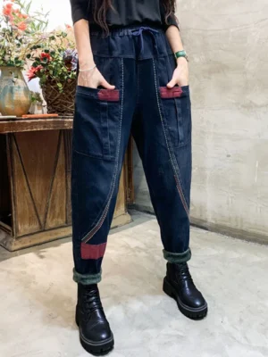 Jeansy damskie baggy, w stylu retro
