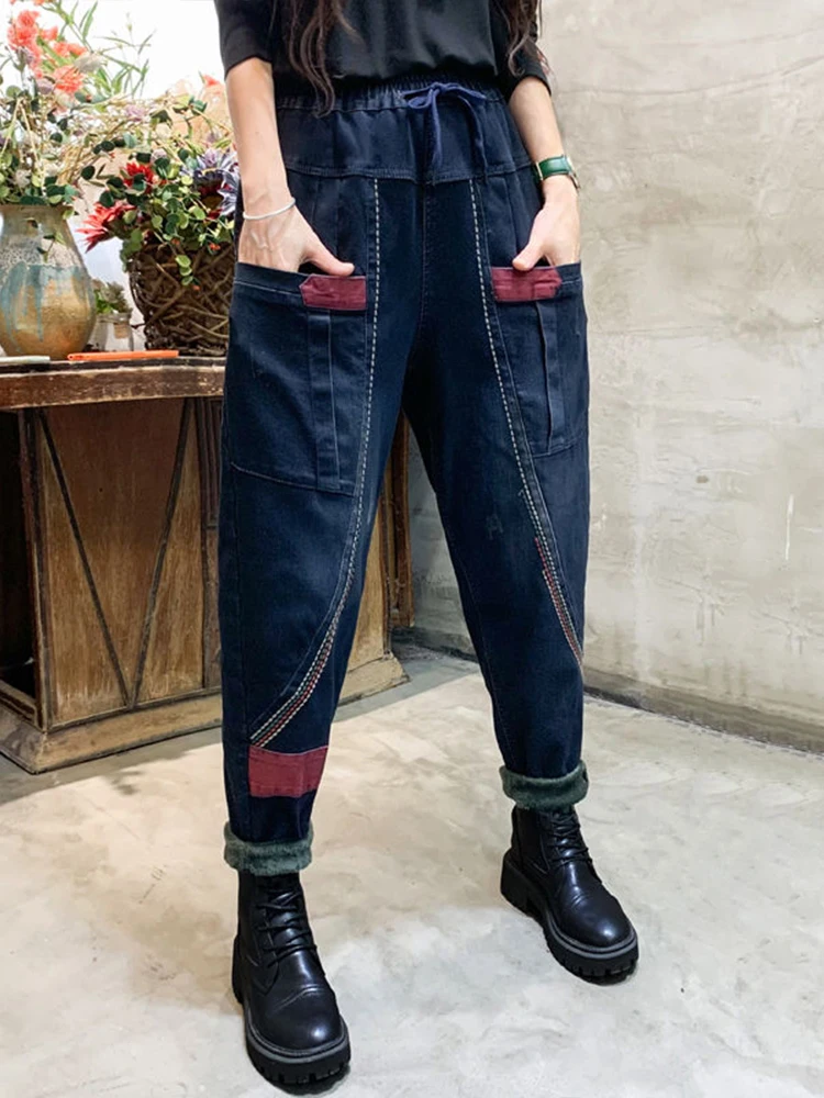 Jeansy damskie baggy, w stylu retro