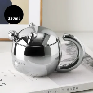 Kubek do kawy i herbaty ceramiczny, z pokrywką, 330ml