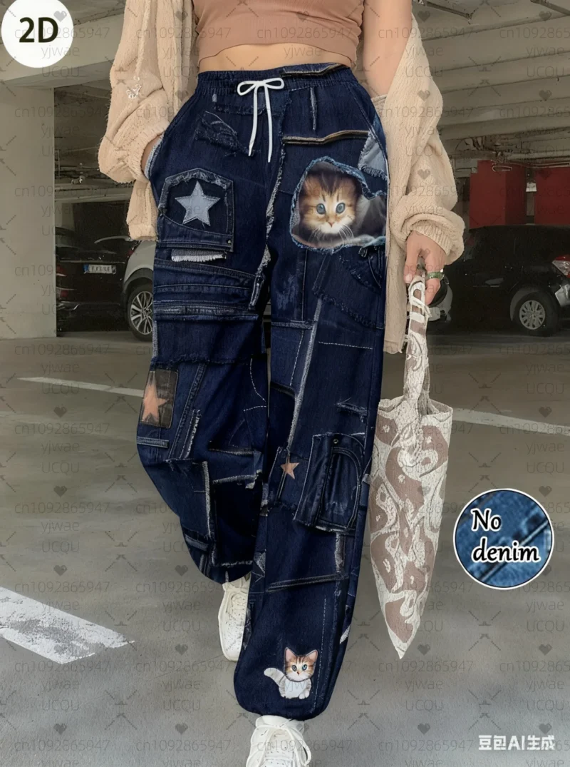 Długie jeansy damskie, w stylu retro