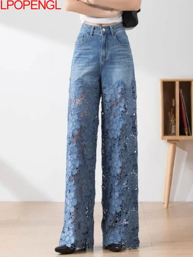 Jeansy damskie wide leg z wysokim stanem