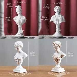Figurka kobiecego popiersia z żywicy, klasyczna ozdoba na stopce - ujęcie produktu