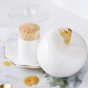 Pojemnik na wykałaczki w kształcie jabłka, ceramiczny