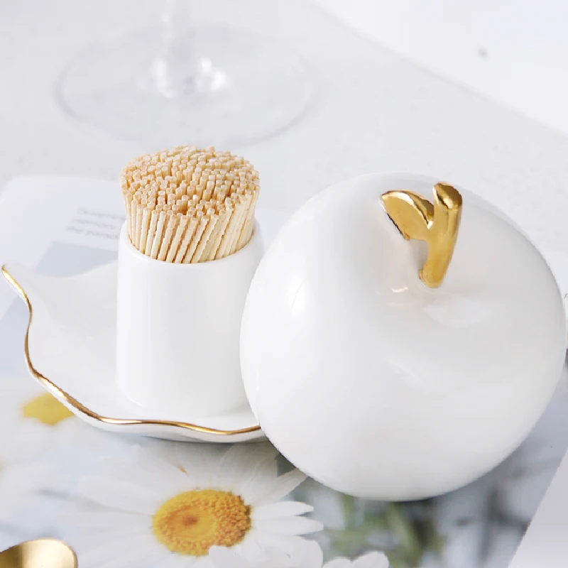 Pojemnik na wykałaczki w kształcie jabłka, ceramiczny