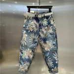 Jeansy damskie baggy z wysokim stanem, z nadrukiem, w stylu streetwear