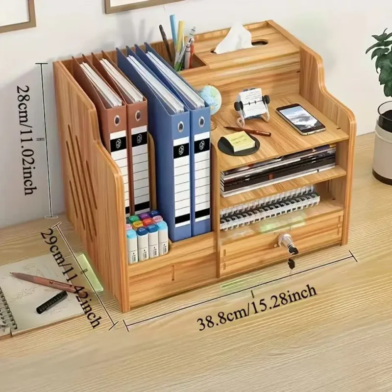Organizer biurkowy z pionowymi przegrodami i szufladkami - ujęcie produktu