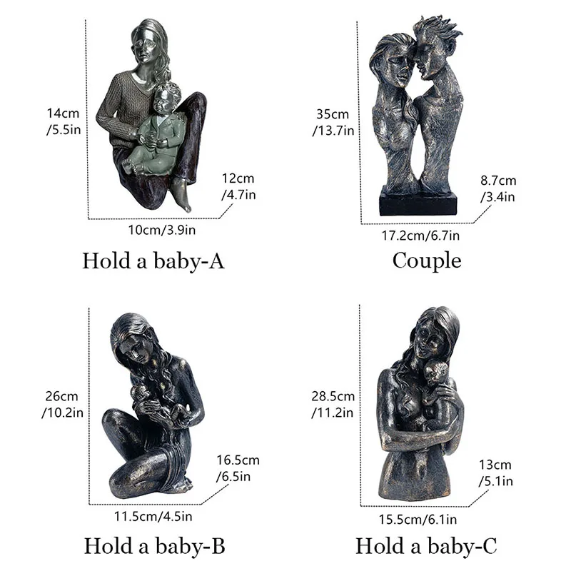 Figurka matki z dzieckiem z żywicy, dekoracyjne popiersie - ujęcie produktu