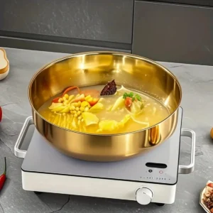 Miska kuchenna ze stali nierdzewnej, z pokrywką