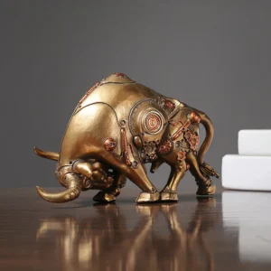 Figurka byka z motywem mechanizmu, dekoracja w stylu steampunk - ujęcie produktu